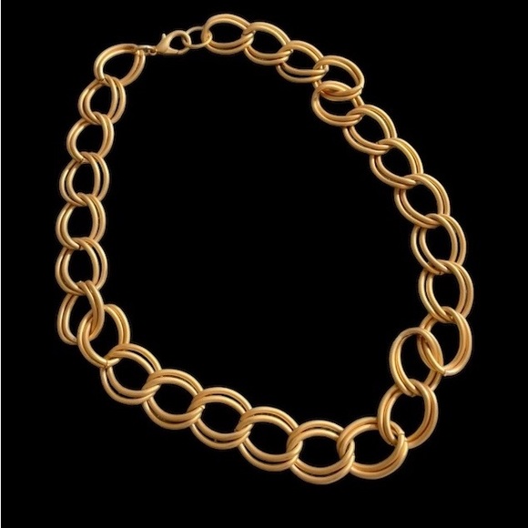 Chunky Matte Gold Tone Chain Collar Choker Necklace Fashion Costume Jewelry - Picture 3 of 5